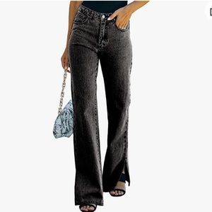 High waisted , bell bottom leg jeans